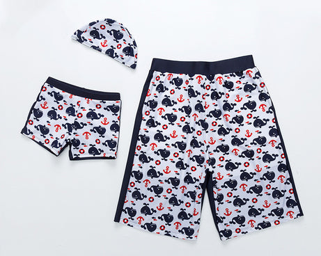 New Children's Swimming Trunks Parent Child New Children's Beach Flat Corner Swimming Trunks Korean Hot Spring Swimsuit