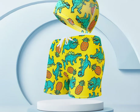 Children's Swimming Trunks Beach Vacation With Swimming Cap Suit