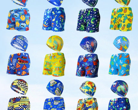 Children's Swimming Trunks Beach Vacation With Swimming Cap Suit