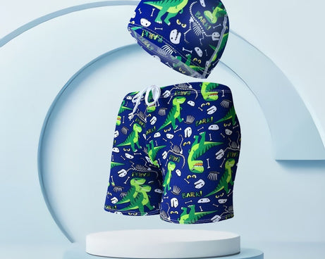 Children's Swimming Trunks Beach Vacation With Swimming Cap Suit