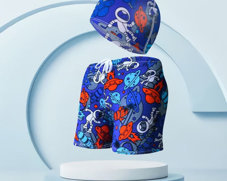 Children's Swimming Trunks Beach Vacation With Swimming Cap Suit