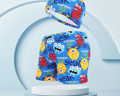 Children's Swimming Trunks Beach Vacation With Swimming Cap Suit