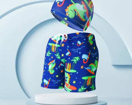 Children's Swimming Trunks Beach Vacation With Swimming Cap Suit