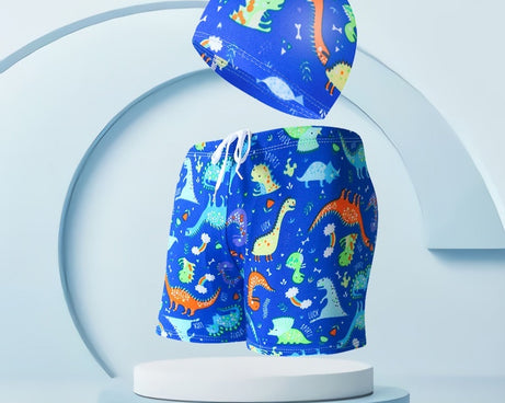 Children's Swimming Trunks Beach Vacation With Swimming Cap Suit