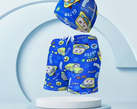 Children's Swimming Trunks Beach Vacation With Swimming Cap Suit