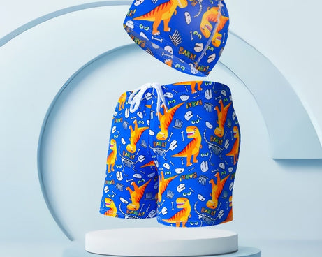 Children's Swimming Trunks Beach Vacation With Swimming Cap Suit
